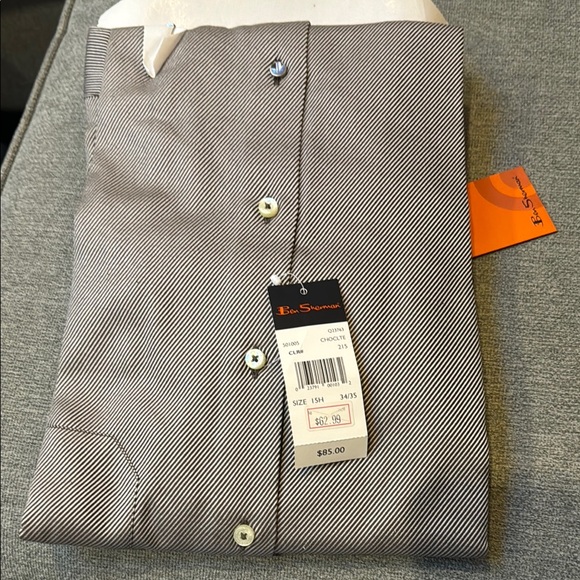 Ben Sherman Brown and White Striped Dress Shirt - Picture 3 of 3